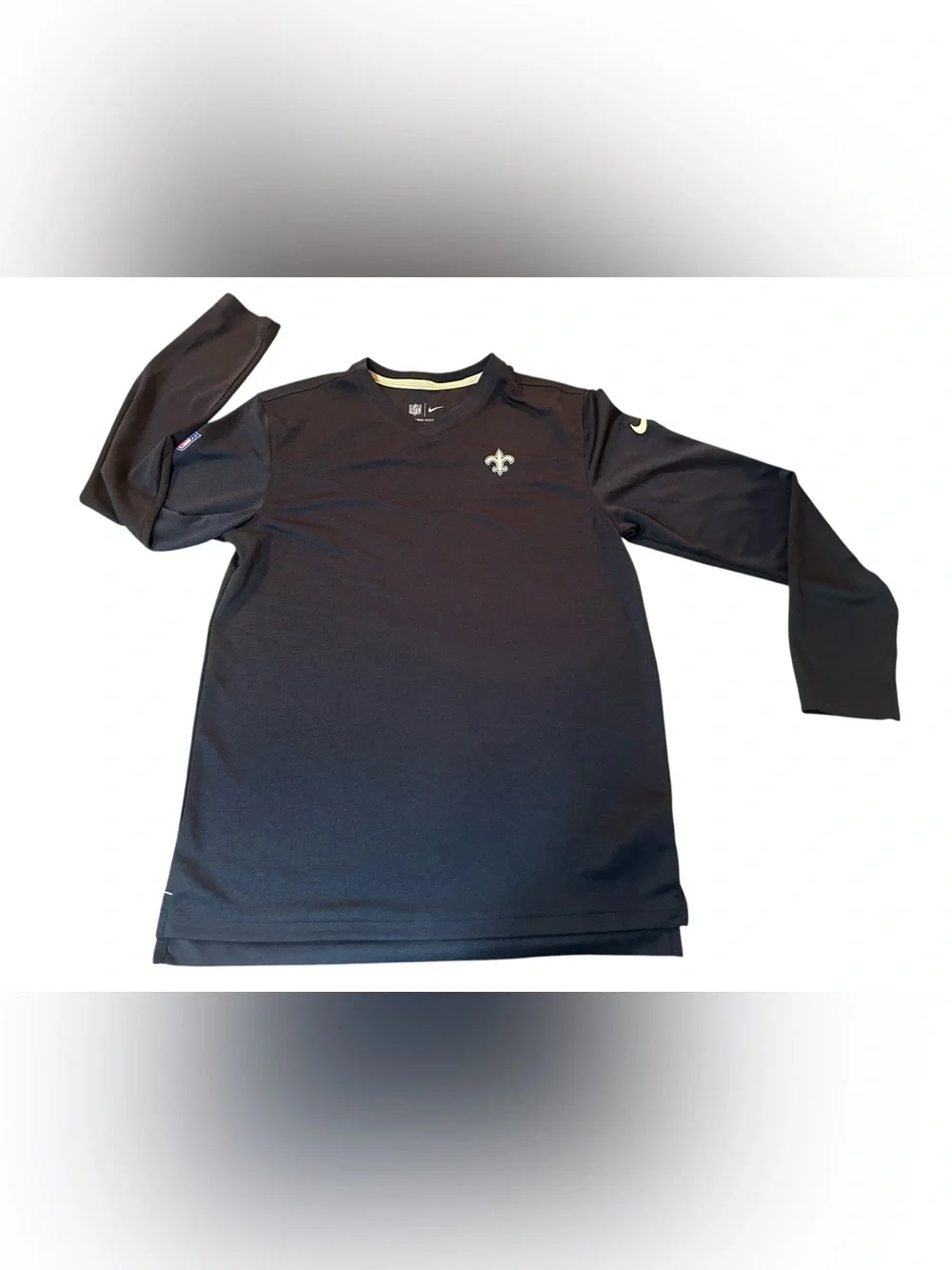 Nike Men Dri Fit New Orleans Saints Long Sleeve Black Shirt Sz Medium - Picture 1 of 8